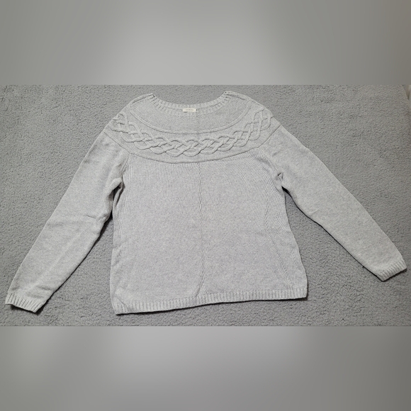 Talbots Gray Long Sleeve Knit Sweater Petite Large - Picture 8 of 9